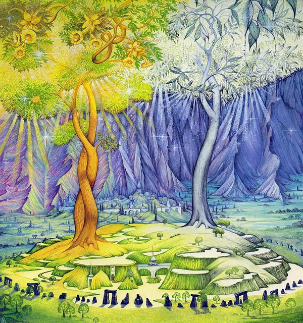 발리노르에 있었던 두 나무의 빛. 이 나무의 빛을 인공적으로 만든 보석이 ‘실마릴’이며, 이것을 둘러싼 이야기가 ‘실마릴리온’의 주된 이야기입니다.